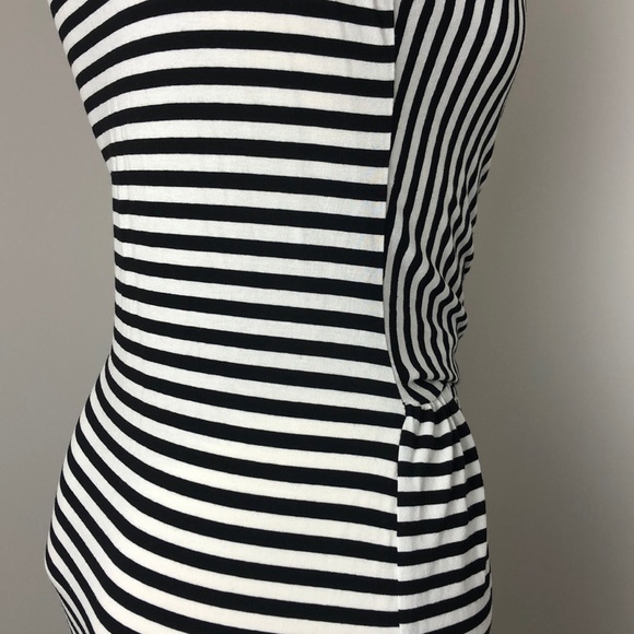 Dorothy Perkins Black/White Striped Jersey Wrap Dress Size 6/M - Picture 8 of 11
